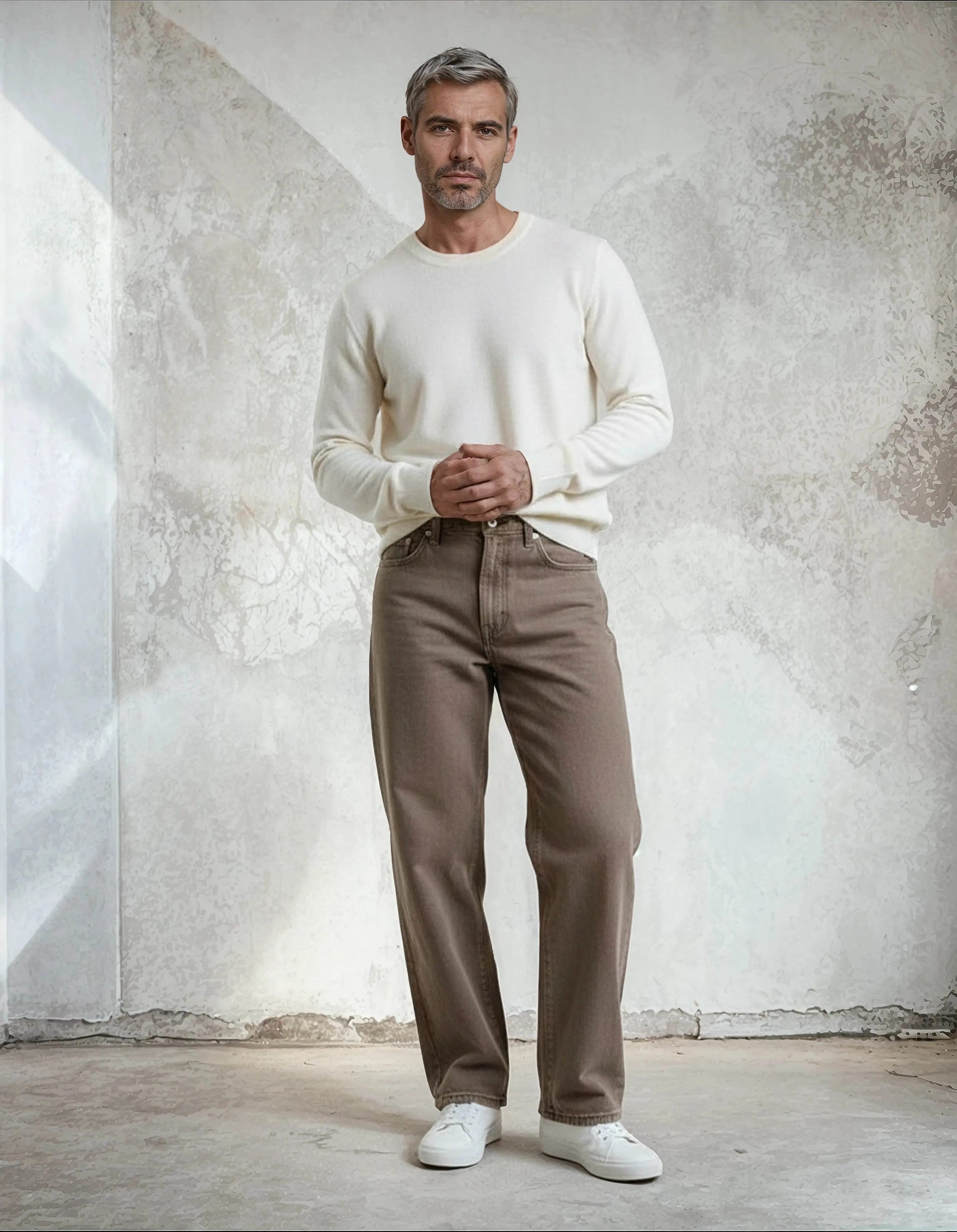 Premium Extra Fine Merino Wool White Sweater - IVORYNN