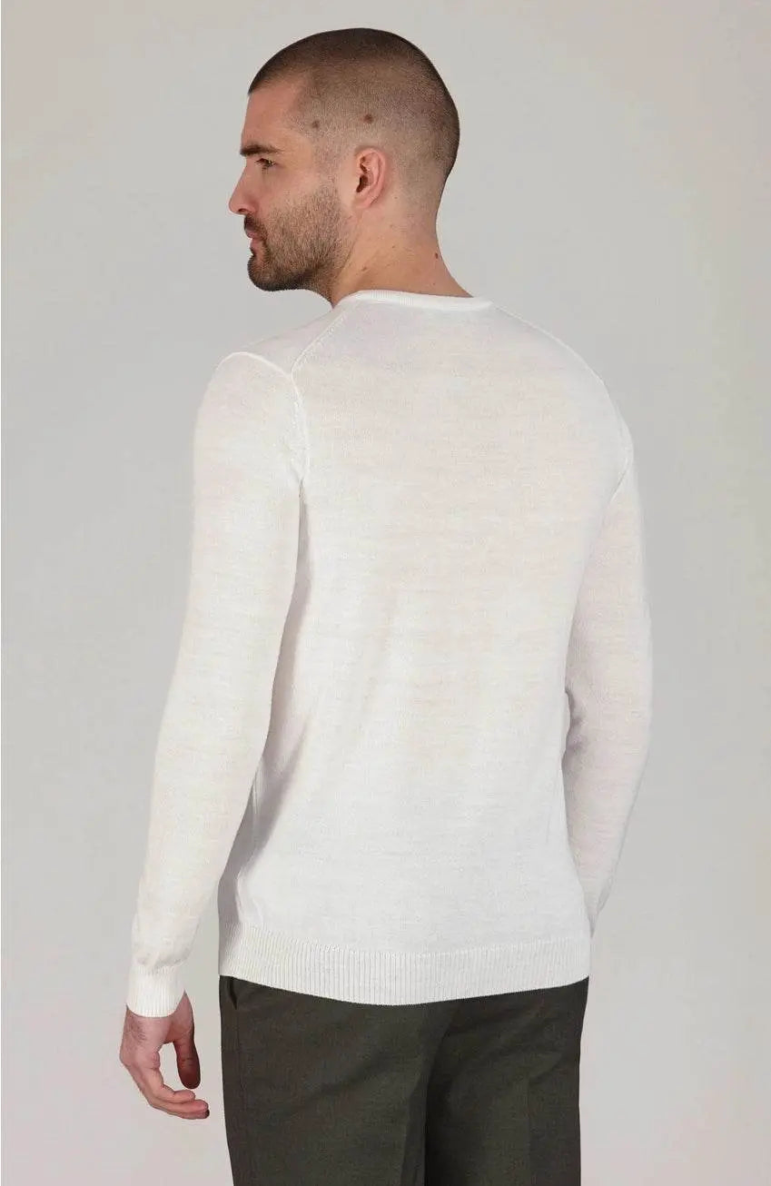 Premium Extra Fine Merino Wool White Sweater - IVORYNN