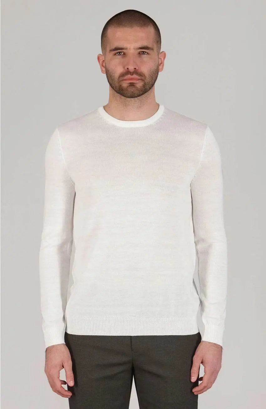 Premium Extra Fine Merino Wool White Sweater - IVORYNN