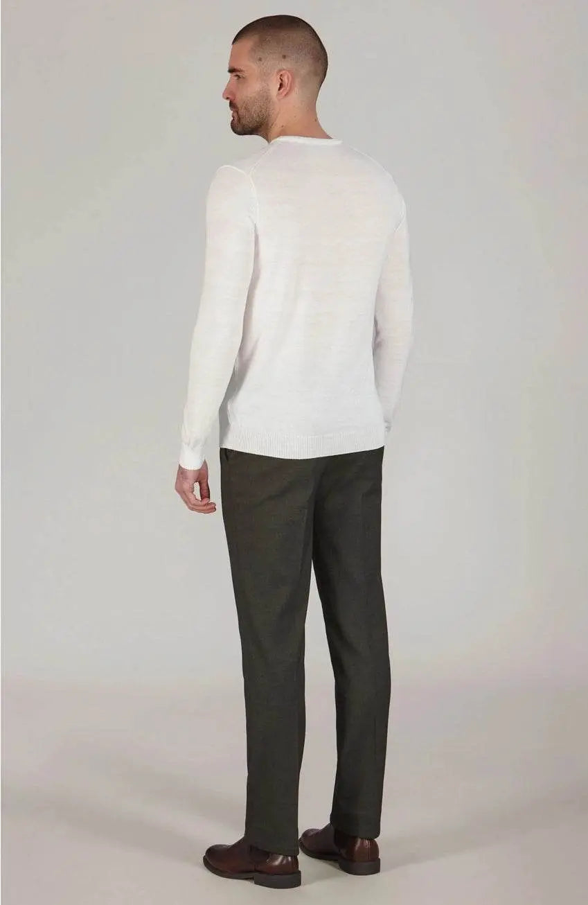 Premium Extra Fine Merino Wool White Sweater - IVORYNN
