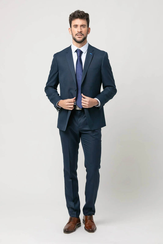 Premium Navy Blue Slim Fit Stretch Suit