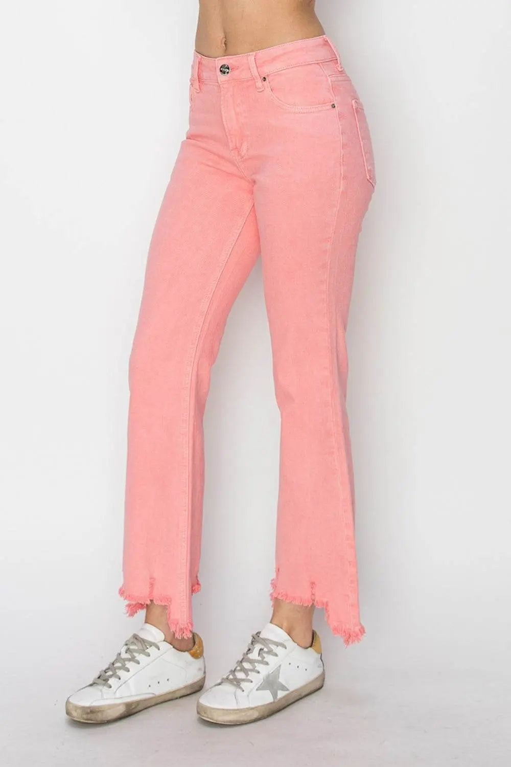 RISEN Raw Hem Bootcut Jeans with Pockets - IVORYNN