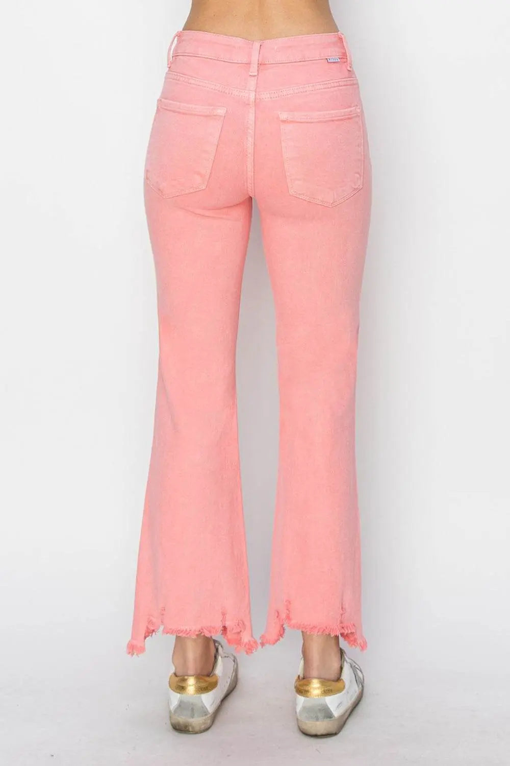 RISEN Raw Hem Bootcut Jeans with Pockets - IVORYNN