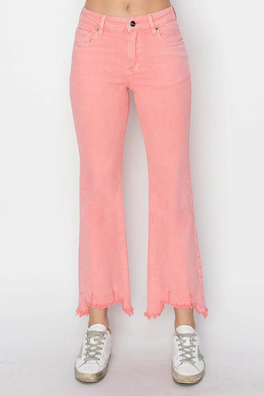 RISEN Raw Hem Bootcut Jeans with Pockets - IVORYNN