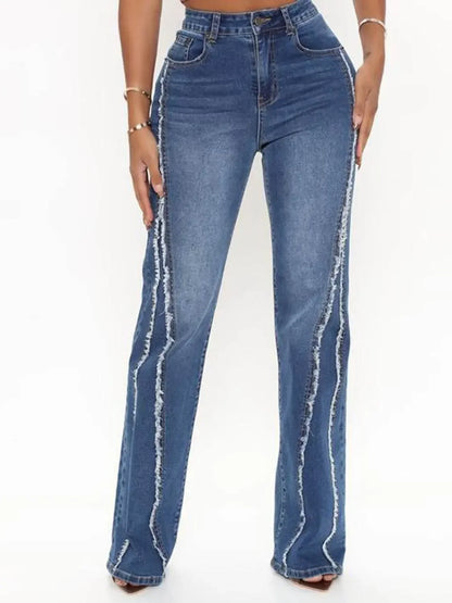 Raw Hem High Waist Jeans - IVORYNN