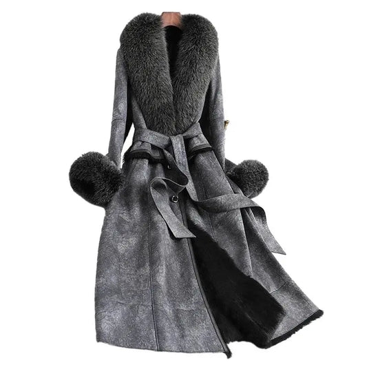 Real Fur Lining Long Coat