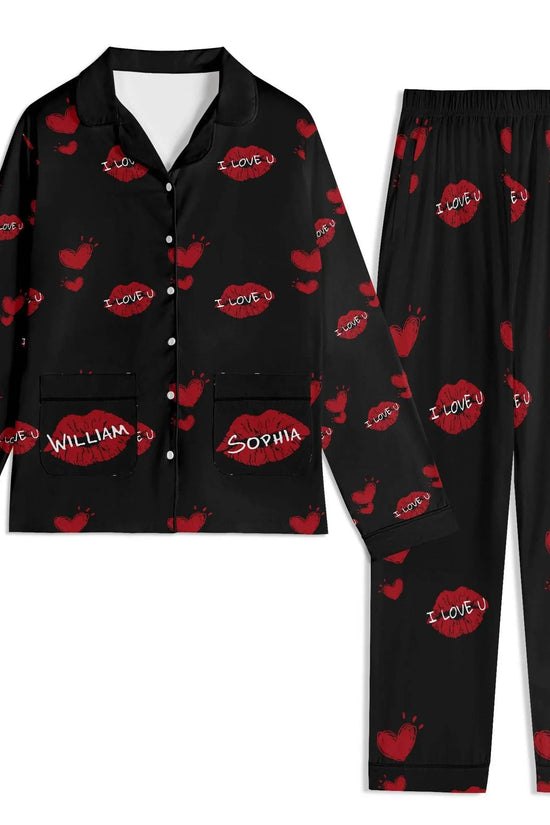 Red Kiss Long Sleeve Pajama Set - IVORYNN
