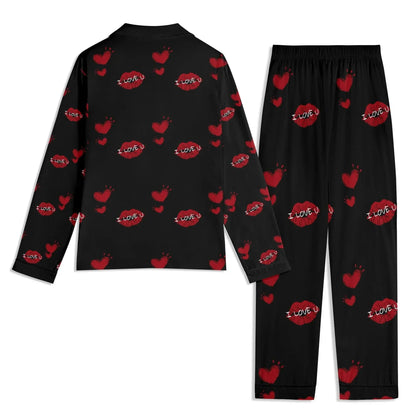 Red Kiss Long Sleeve Pajama Set - IVORYNN