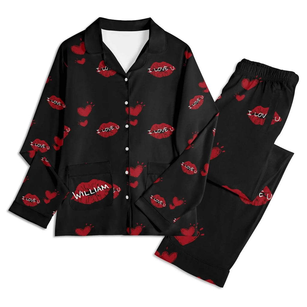 Red Kiss Long Sleeve Pajama Set - IVORYNN