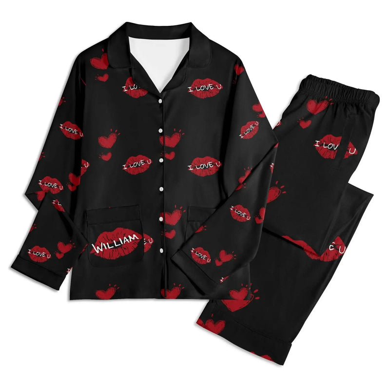 Red Kiss Long Sleeve Pajama Set - IVORYNN
