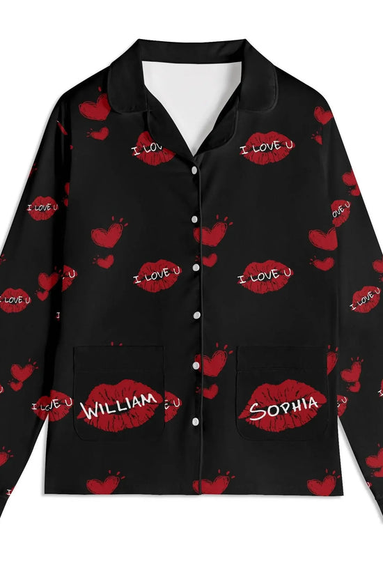 Red Kiss Long Sleeve Pajama Set - IVORYNN