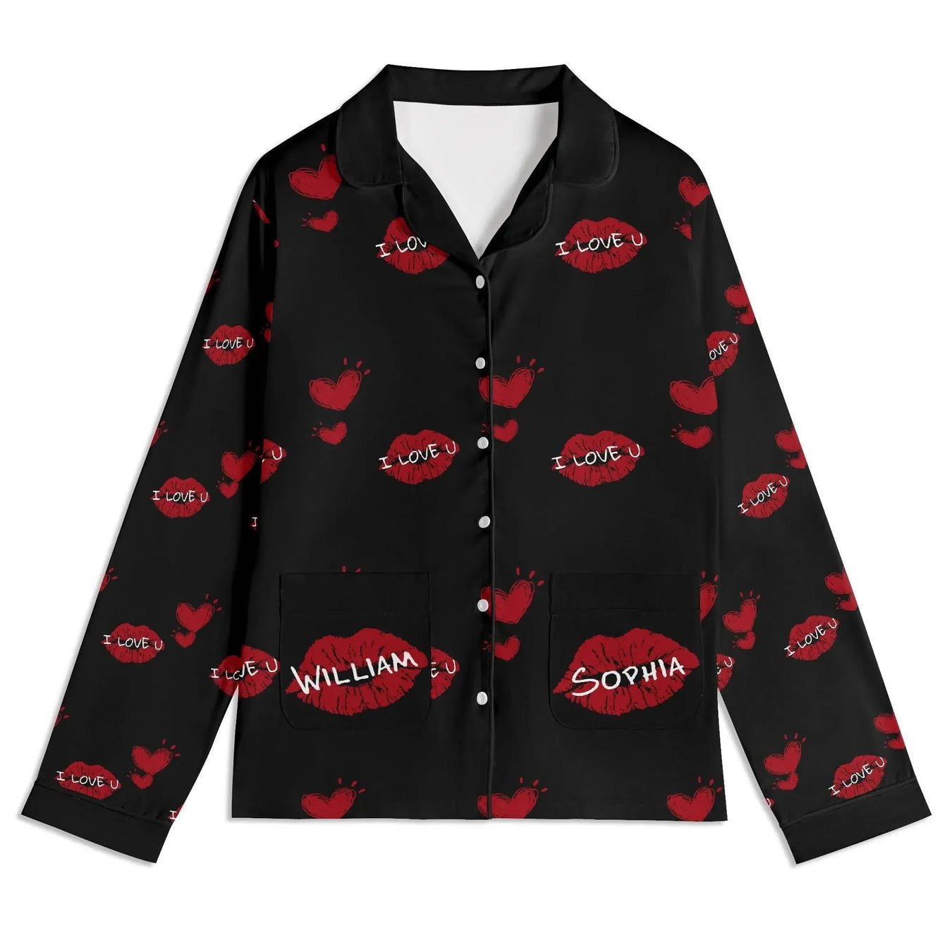 Red Kiss Long Sleeve Pajama Set - IVORYNN