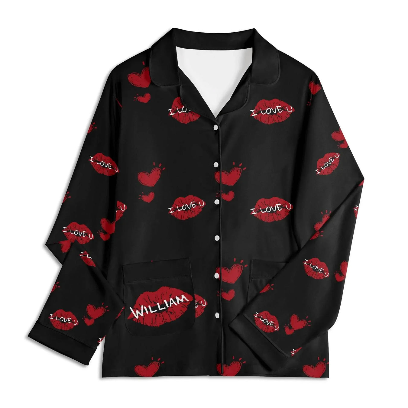 Red Kiss Long Sleeve Pajama Set - IVORYNN