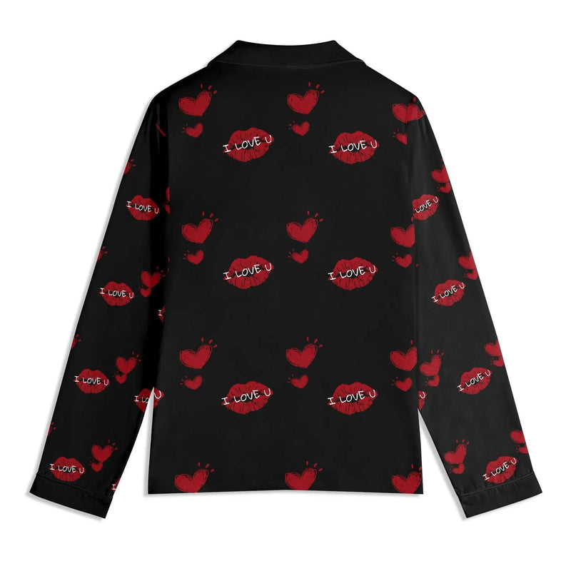 Red Kiss Long Sleeve Pajama Set - IVORYNN