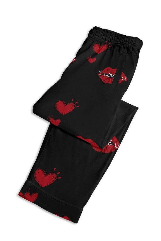 Red Kiss Long Sleeve Pajama Set - IVORYNN