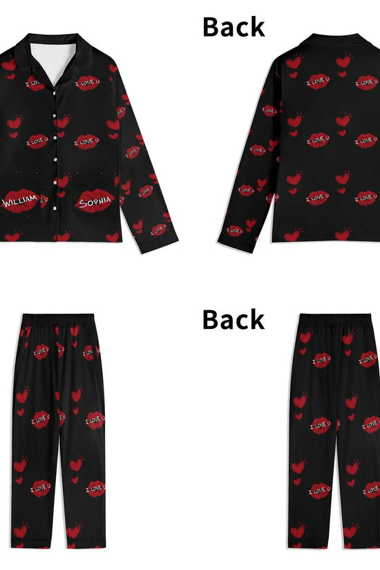 Red Kiss Long Sleeve Pajama Set - IVORYNN