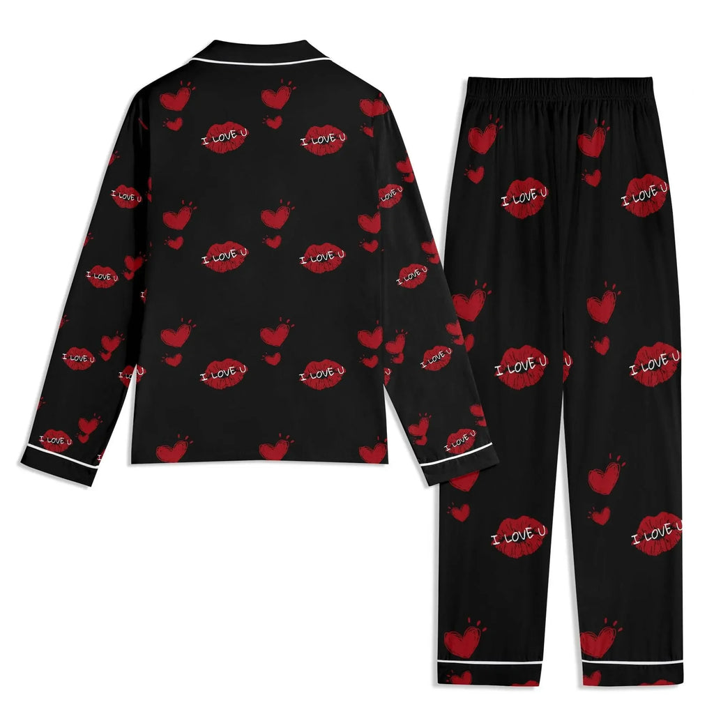Red Kiss Long Sleeve Pajama Set - IVORYNN