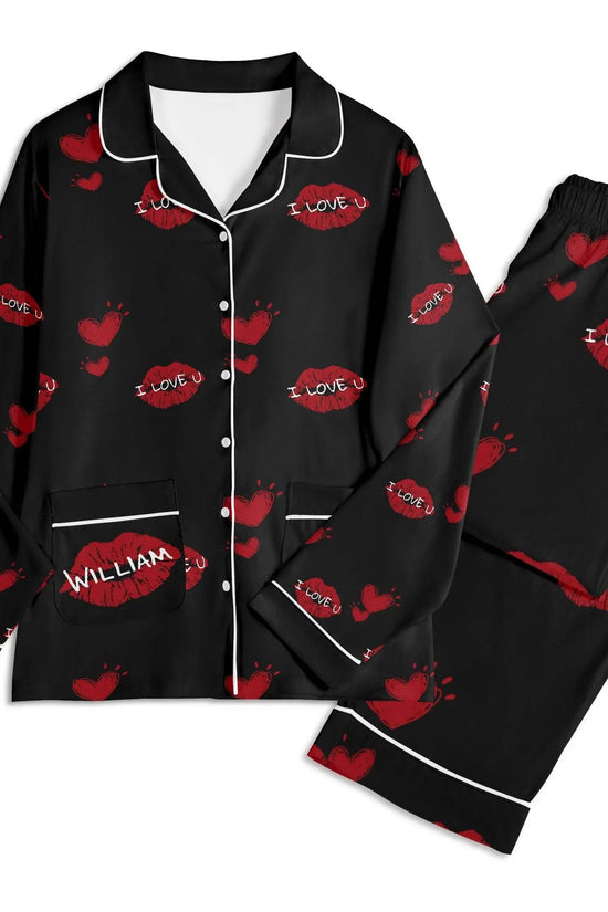 Red Kiss Long Sleeve Pajama Set - IVORYNN