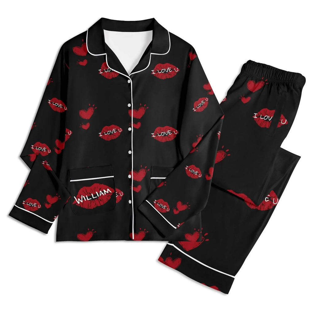 Red Kiss Long Sleeve Pajama Set - IVORYNN