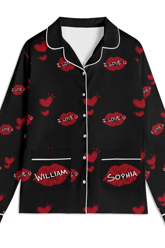 Red Kiss Long Sleeve Pajama Set - IVORYNN