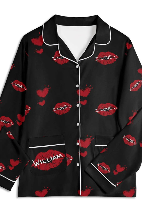 Red Kiss Long Sleeve Pajama Set - IVORYNN