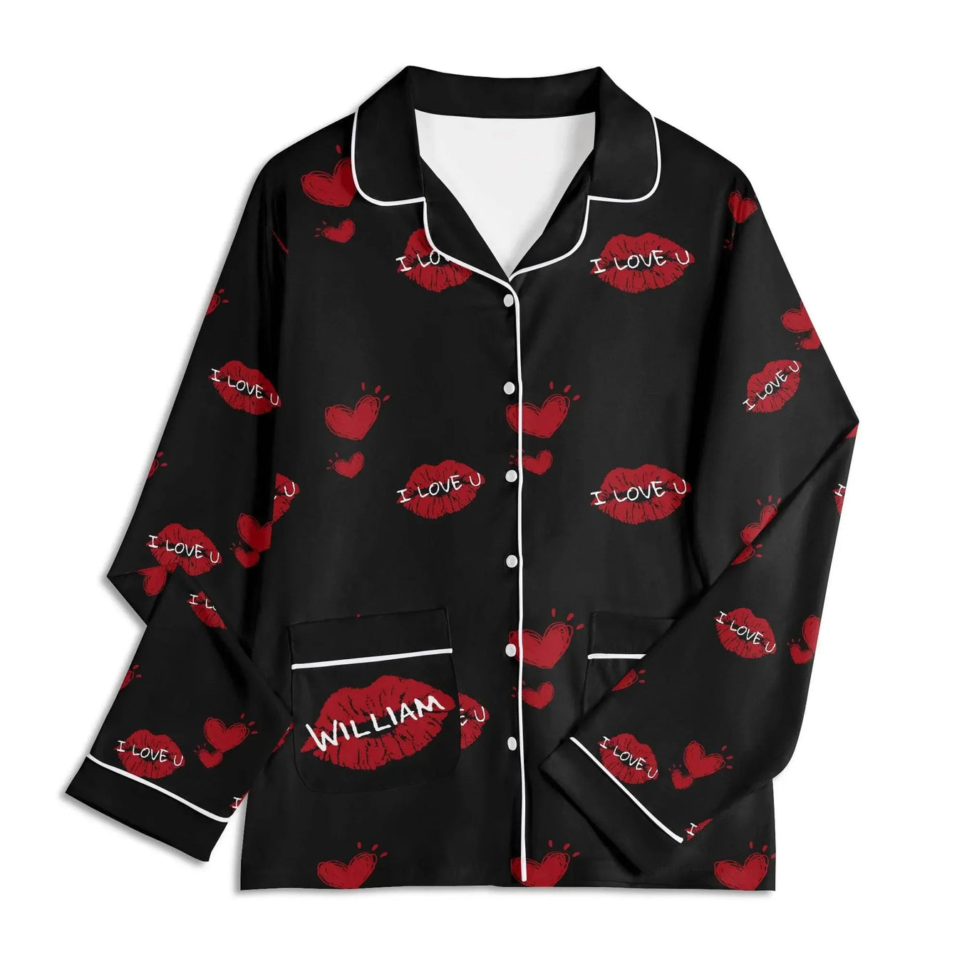 Red Kiss Long Sleeve Pajama Set - IVORYNN
