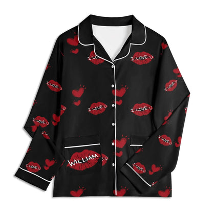 Red Kiss Long Sleeve Pajama Set - IVORYNN