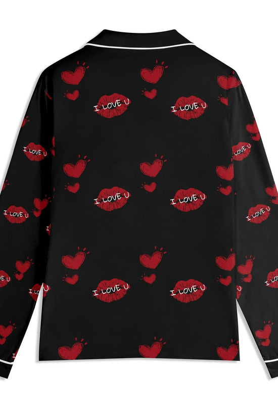 Red Kiss Long Sleeve Pajama Set - IVORYNN