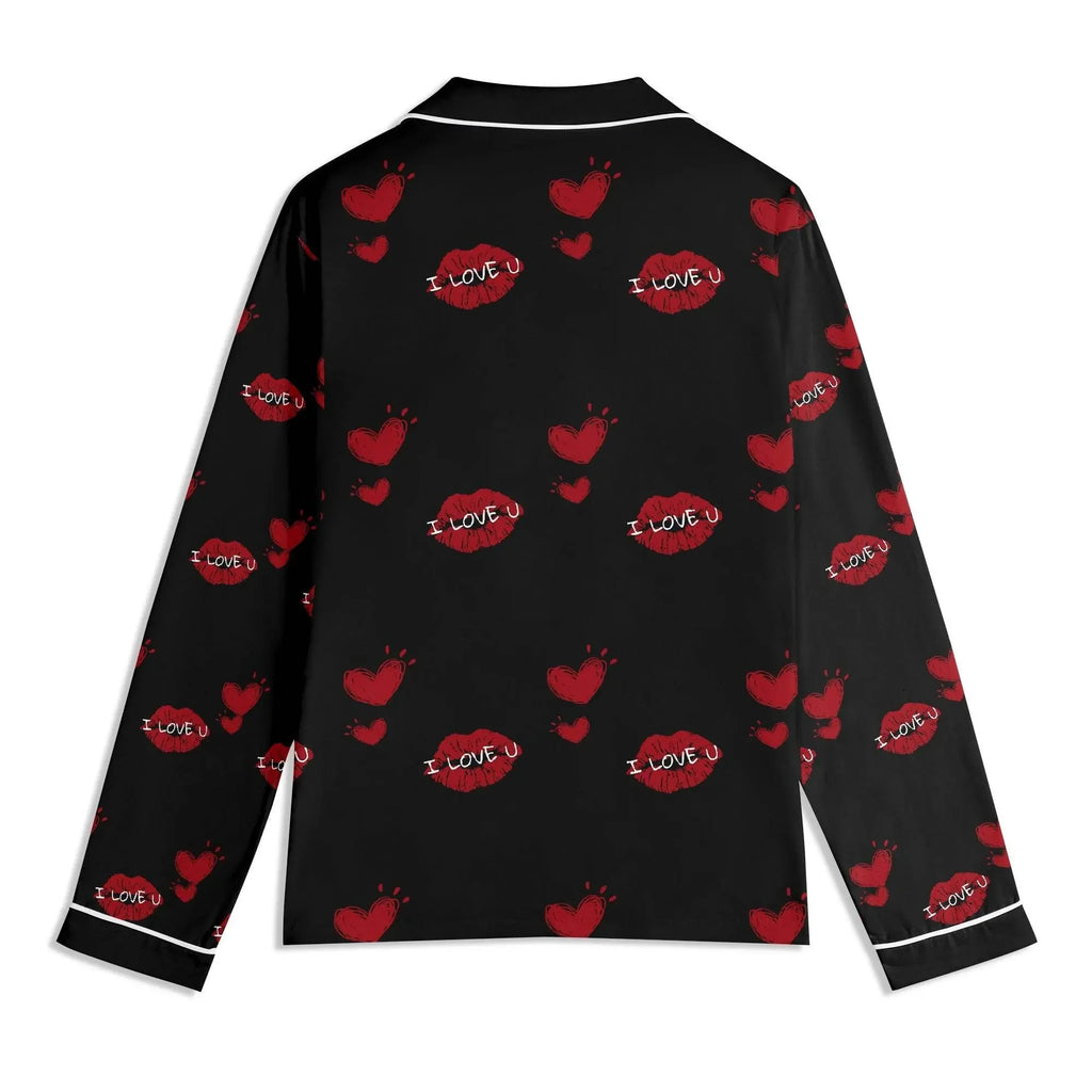 Red Kiss Long Sleeve Pajama Set - IVORYNN