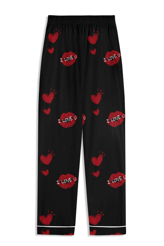 Red Kiss Long Sleeve Pajama Set - IVORYNN