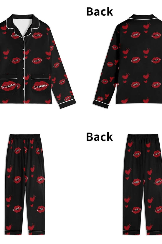 Red Kiss Long Sleeve Pajama Set - IVORYNN