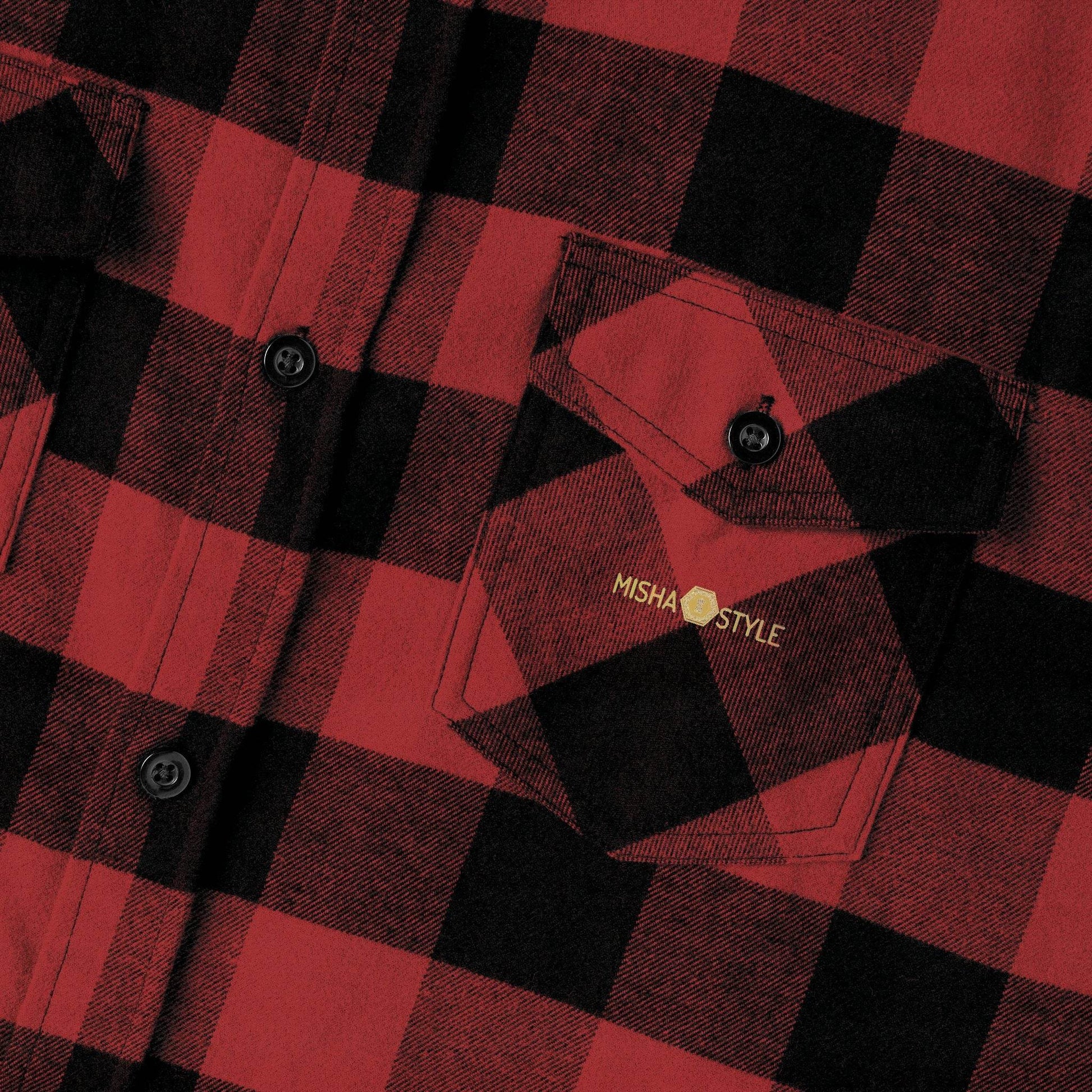 Red Plaid Men Luxury Flannel Shirt - IVORYNN