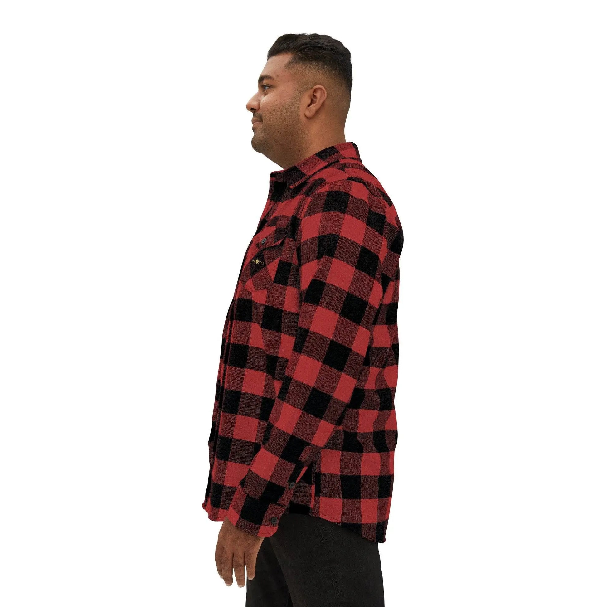 Red Plaid Men Luxury Flannel Shirt - IVORYNN