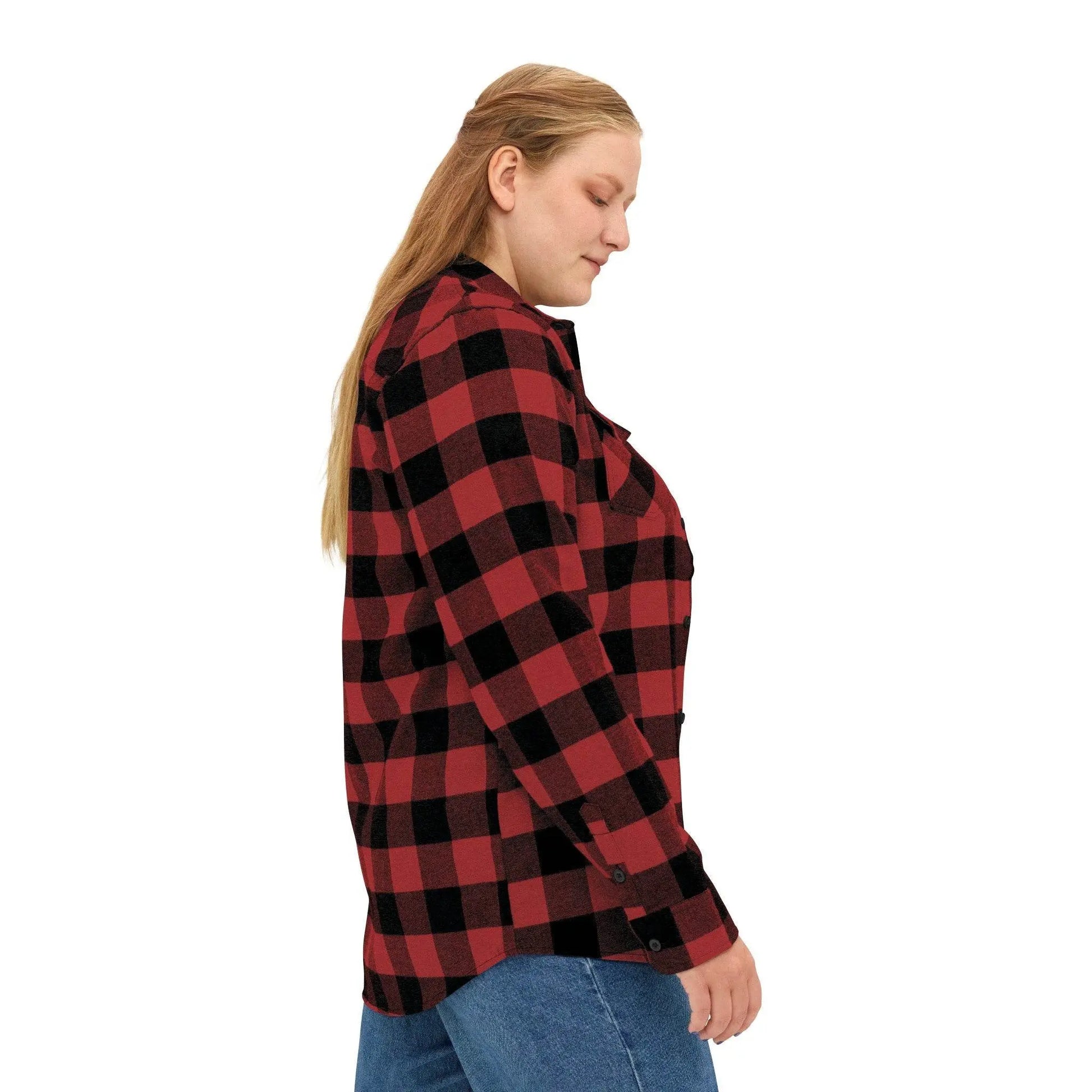 Red Plaid Women Luxury Flannel Shirt - IVORYNN