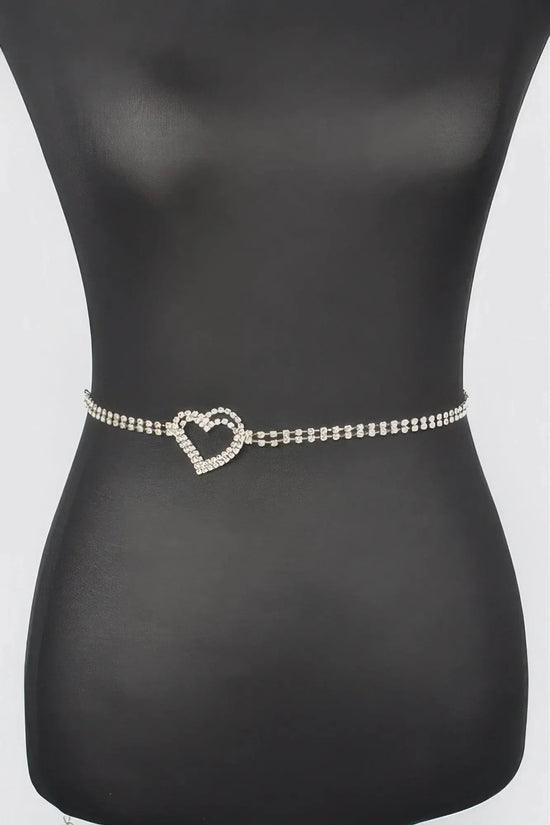 Rhinestone Heart Chain Belt - IVORYNN