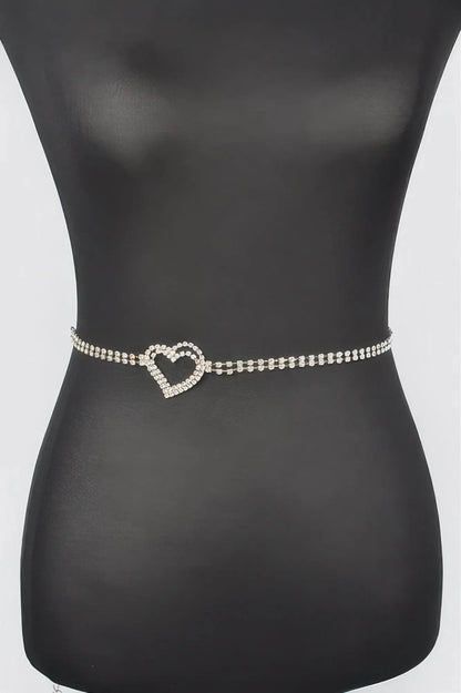 Rhinestone Heart Chain Belt - IVORYNN