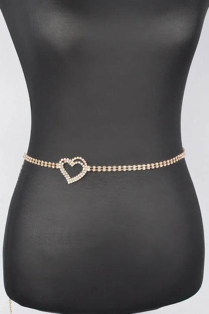 Rhinestone Heart Chain Belt - IVORYNN