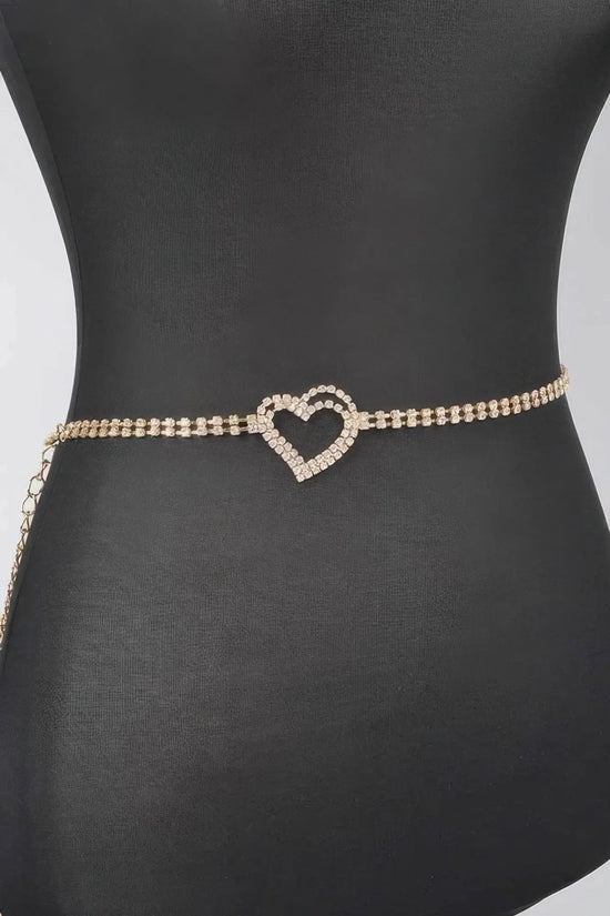 Rhinestone Heart Chain Belt - IVORYNN