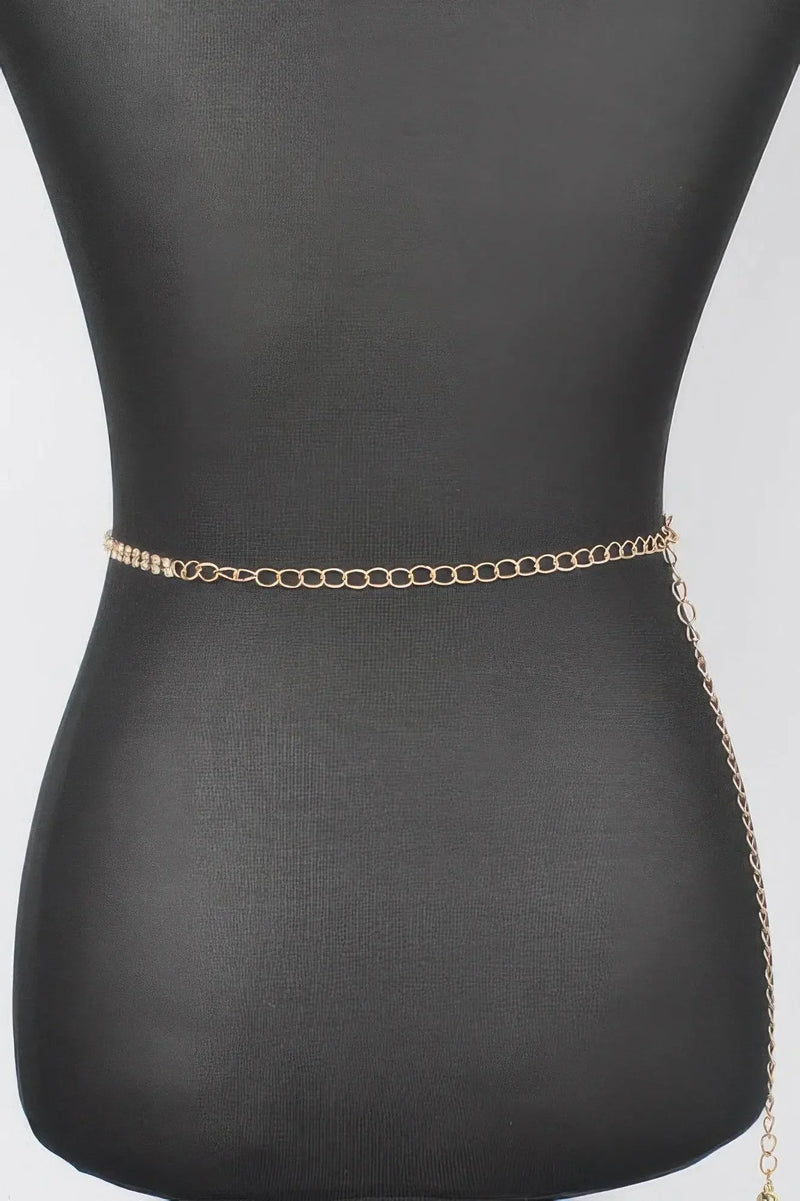 Rhinestone Heart Chain Belt - IVORYNN
