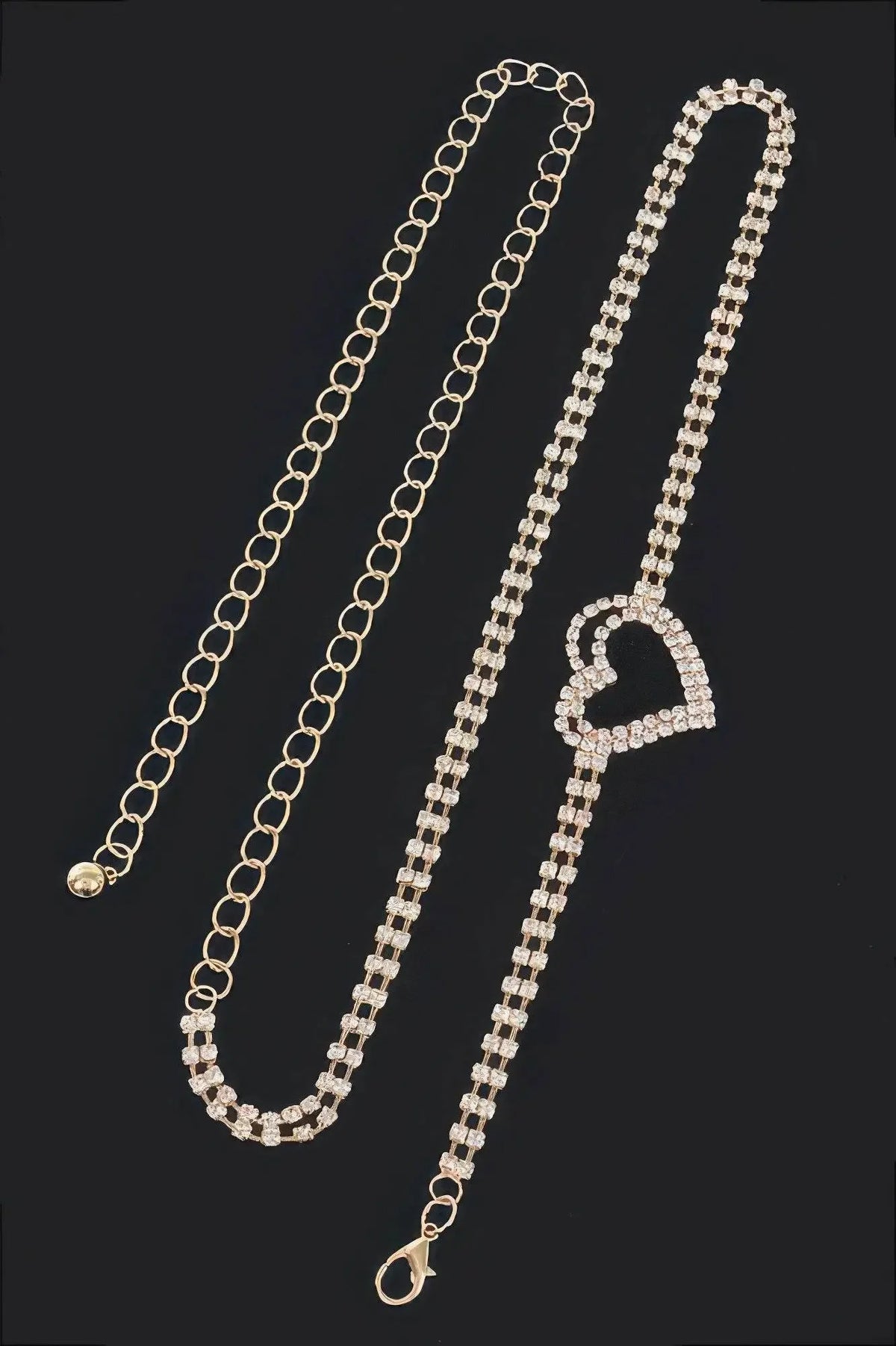 Rhinestone Heart Chain Belt - IVORYNN