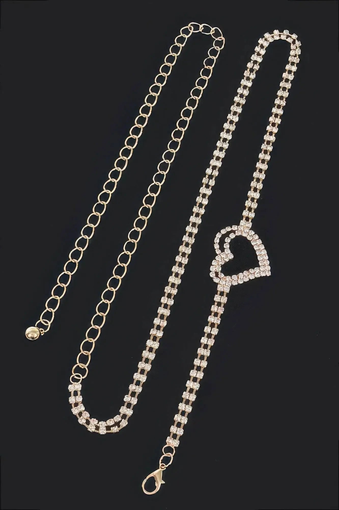 Rhinestone Heart Chain Belt - IVORYNN