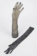 Rhinestone Mesh Long Gloves - IVORYNN