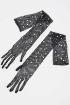 Rhinestone Mesh Long Gloves - IVORYNN