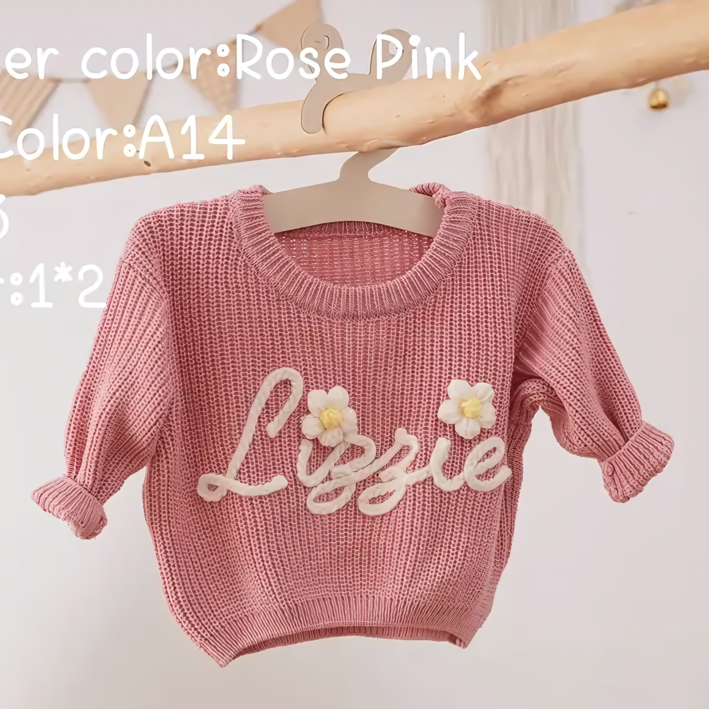 Cotton Hand embroidered Name Baby Sweater