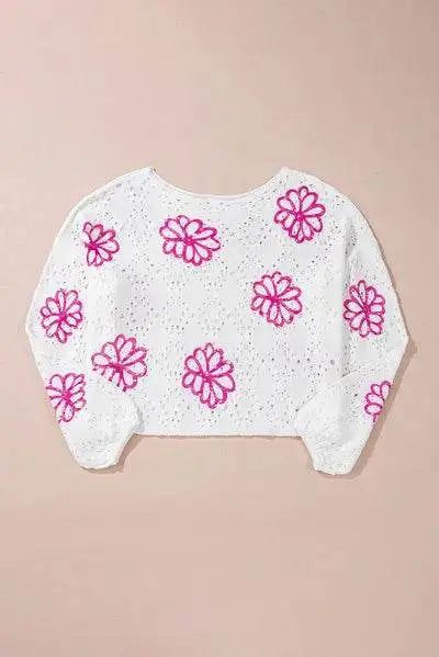 Round Neck Long Sleeve Knitted Sweatshirt - IVORYNN