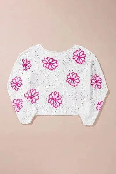 Round Neck Long Sleeve Knitted Sweatshirt - IVORYNN