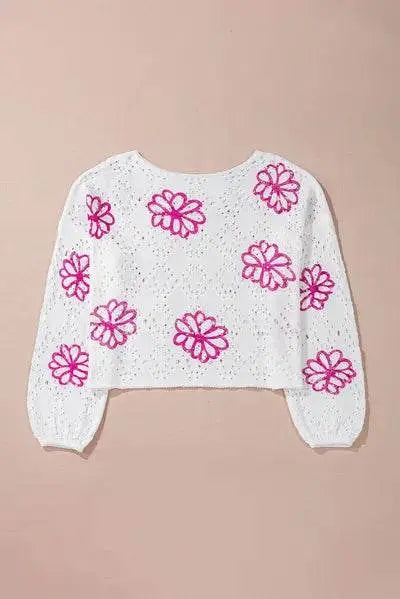 Round Neck Long Sleeve Knitted Sweatshirt - IVORYNN