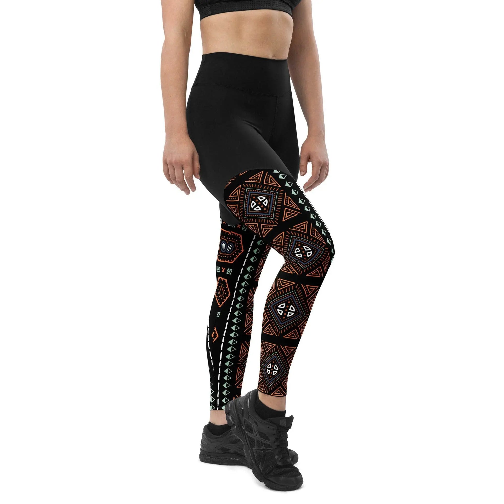 Royal Decoration Black Sports Leggings - IVORYNN
