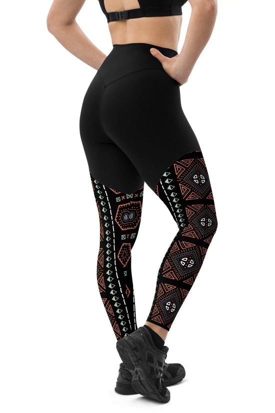 Royal Decoration Black Sports Leggings - IVORYNN