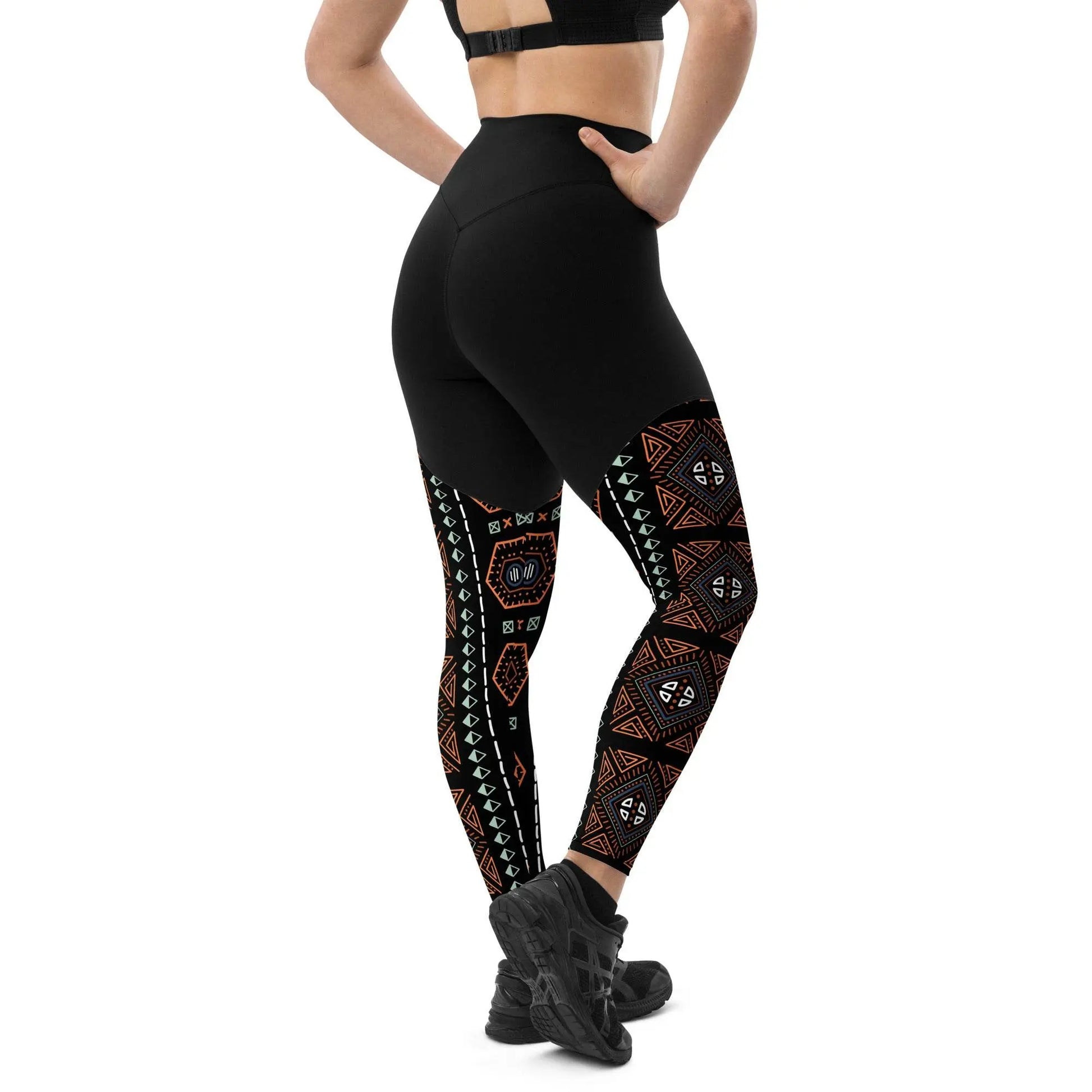 Royal Decoration Black Sports Leggings - IVORYNN